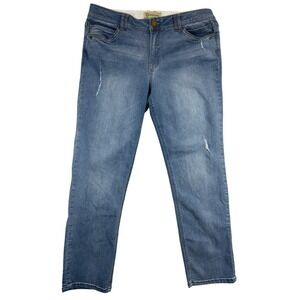 Democracy Ab‎ Technology Jeans Womens 16 Plus Blue Denim Distressed Straight Leg